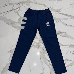 adidas Navy Blue Joggers with USA Flag